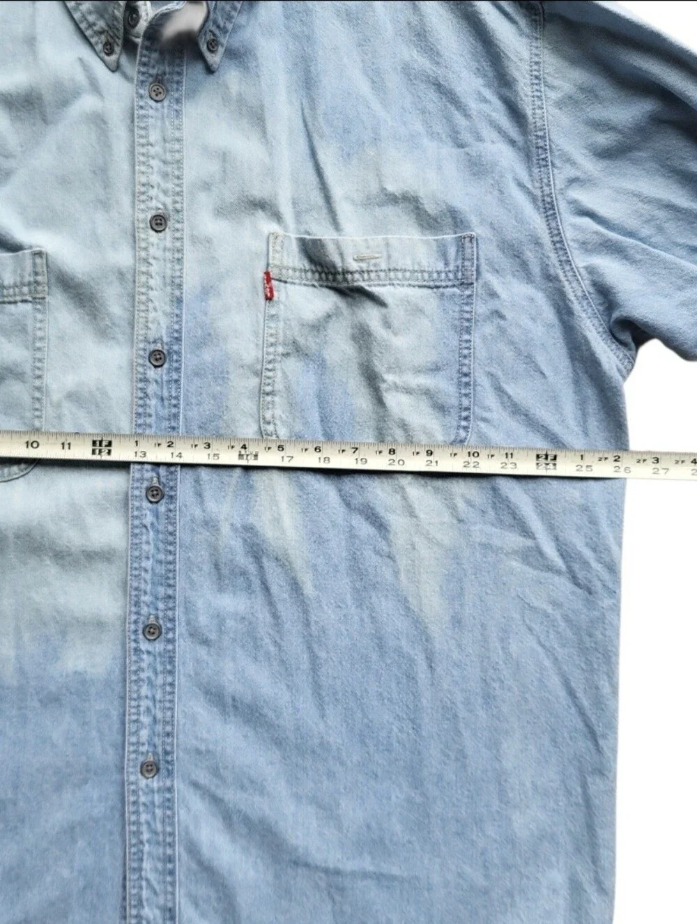 Levi's Shirt Mens XL Blue Denim Light Washed Cotton Button-Down Western Work